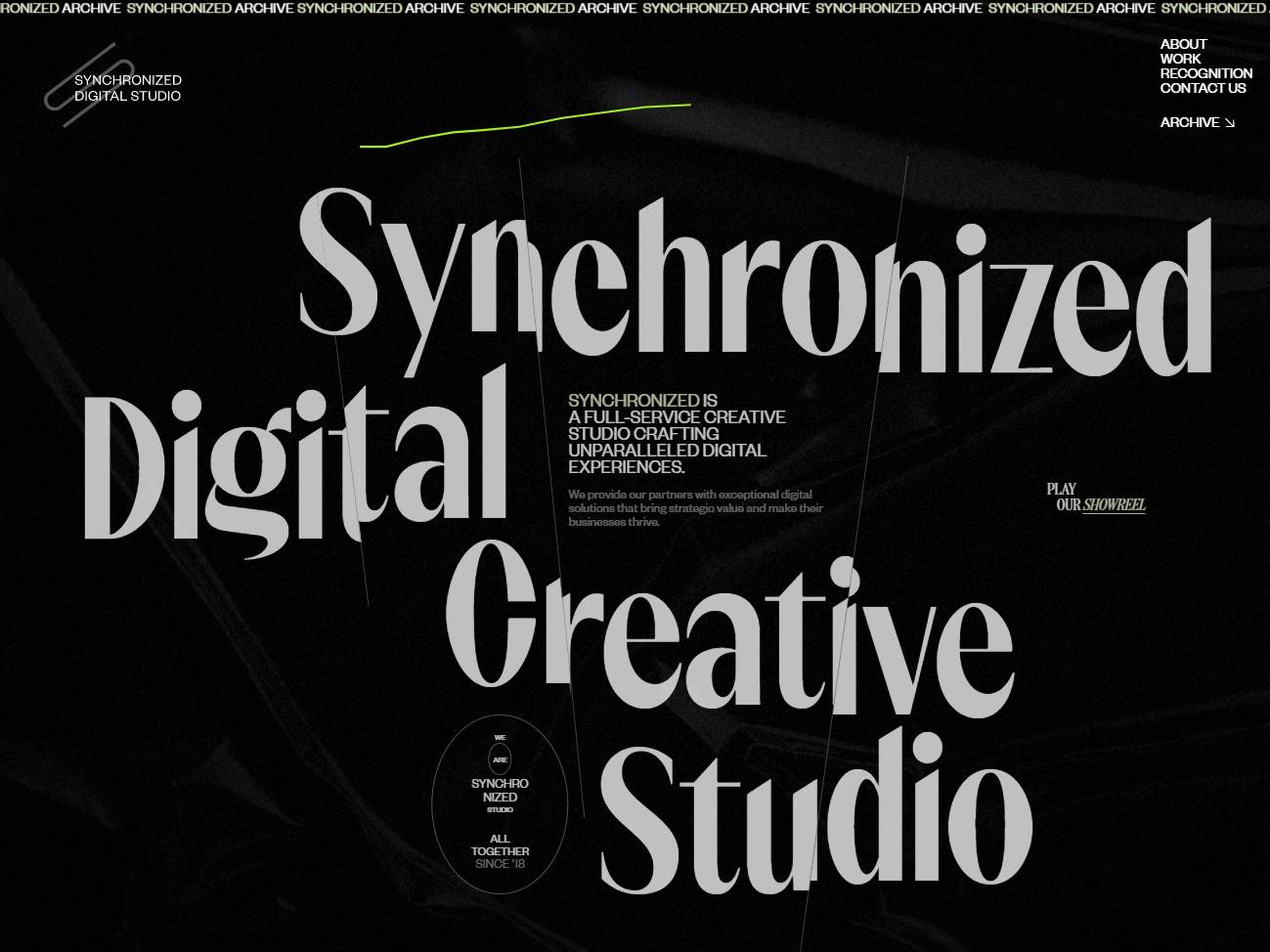 Screenshot of the Synchronized studio website