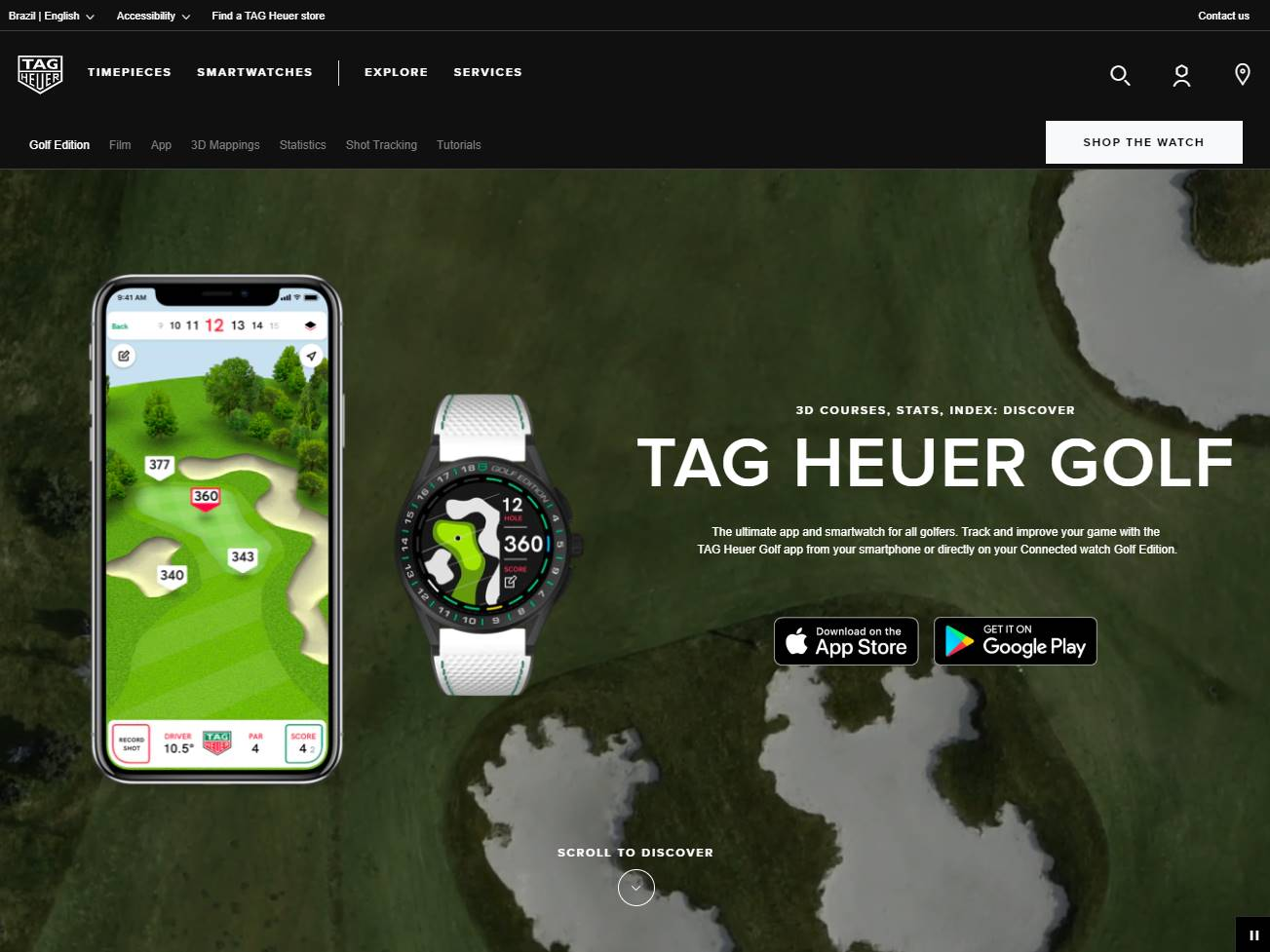 Screenshot of the TAG Heuer website