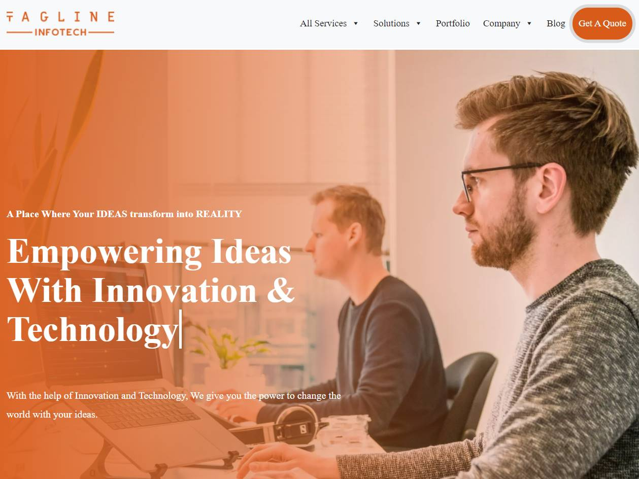 Screenshot of the Taglineinfotech website