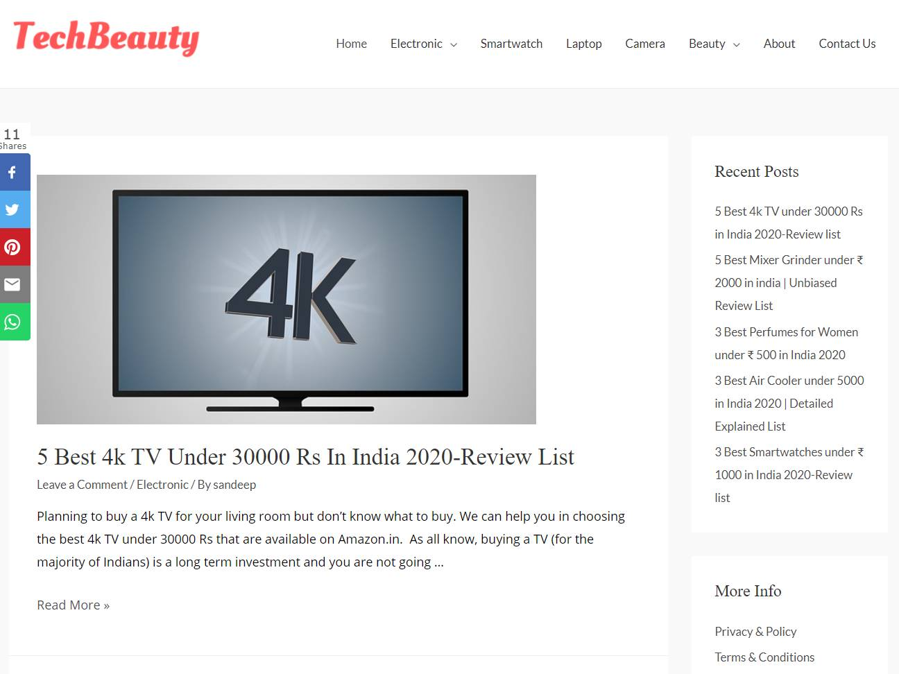 Screenshot of the Techbeauty website