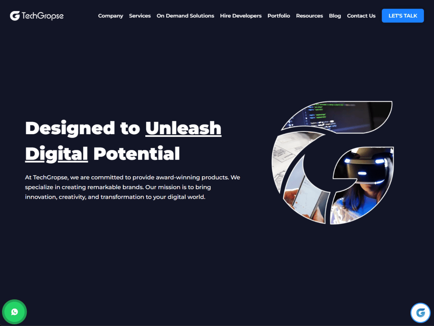 Screenshot of the Techgropse website