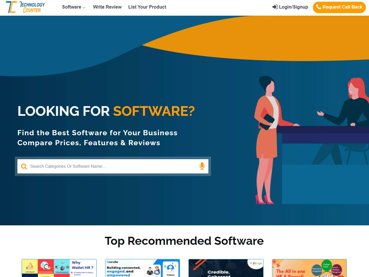 Screenshot of the Technology Counter website