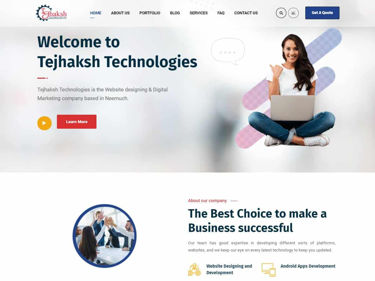 Screenshot of the Tejhaksh Technologies website