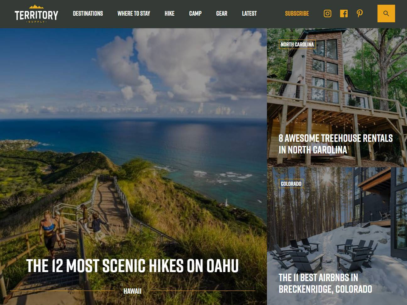 Screenshot of the Territory Supply website