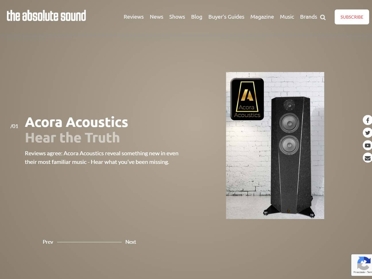 Screenshot of the The Absolute Sound website