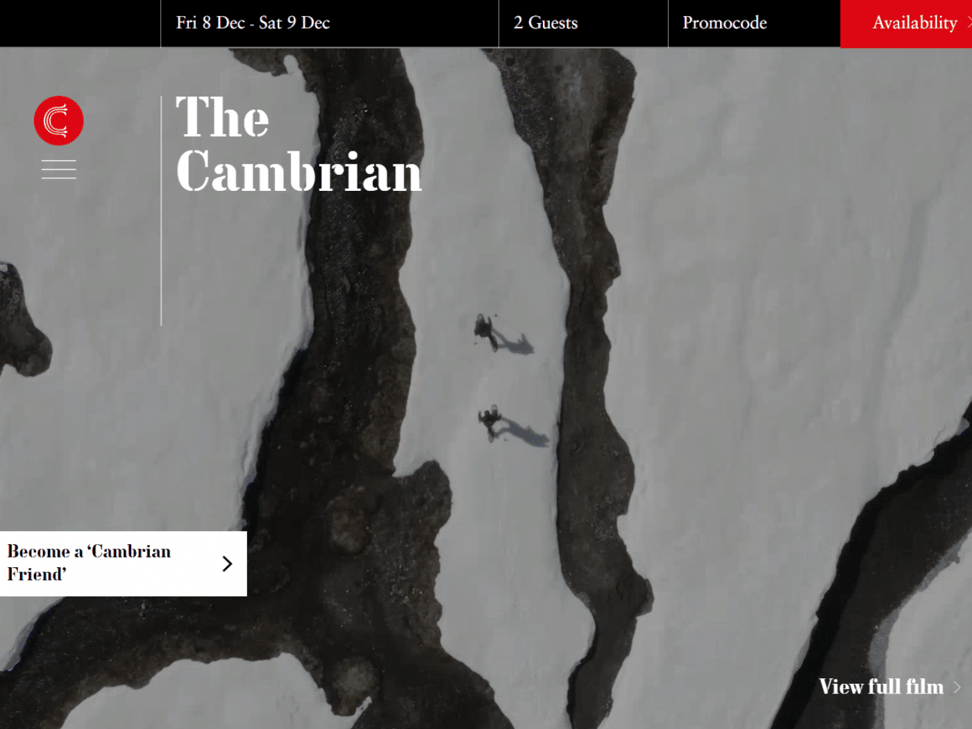 Screenshot of the The Cambrian Hotel Adelboden website