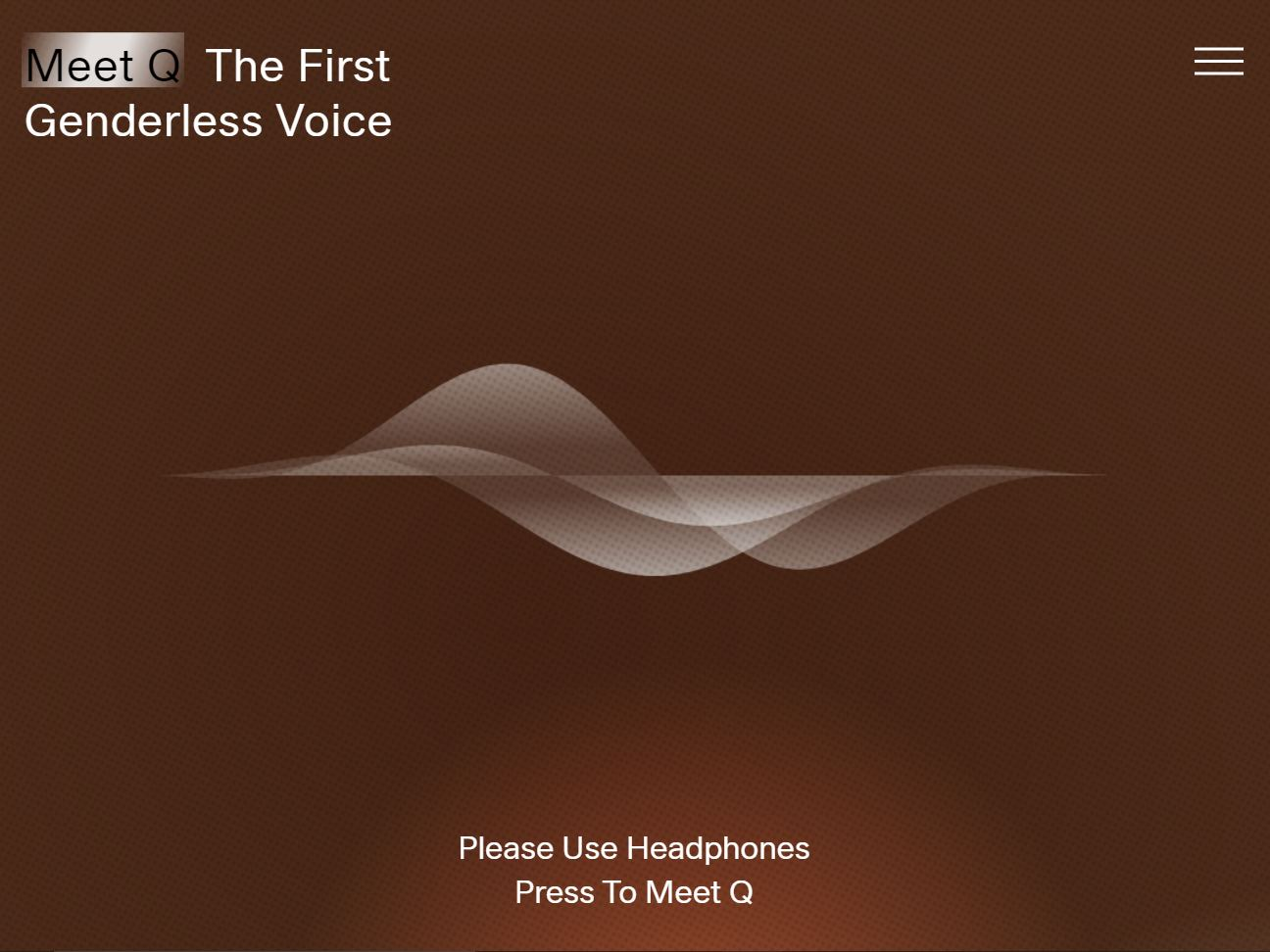 Screenshot of the The First Genderless Voice website