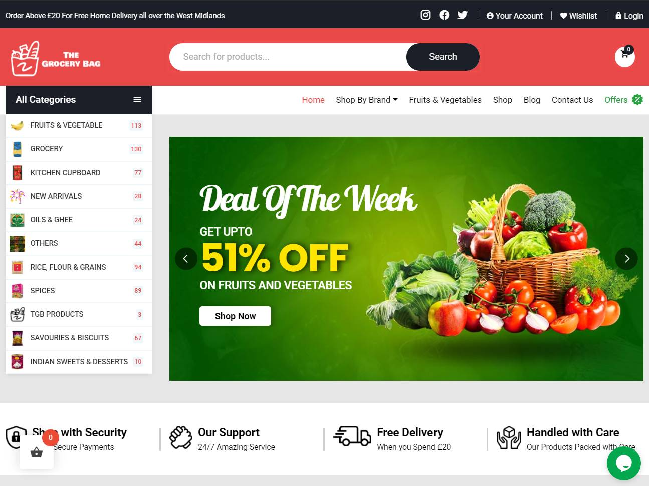 Screenshot of the The Grocery Bag website