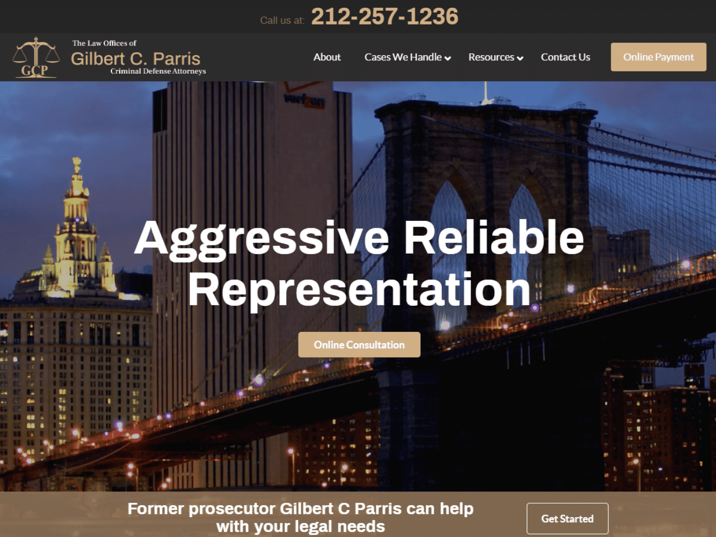Screenshot of the The Law Offices of Gilbert C. Parris website
