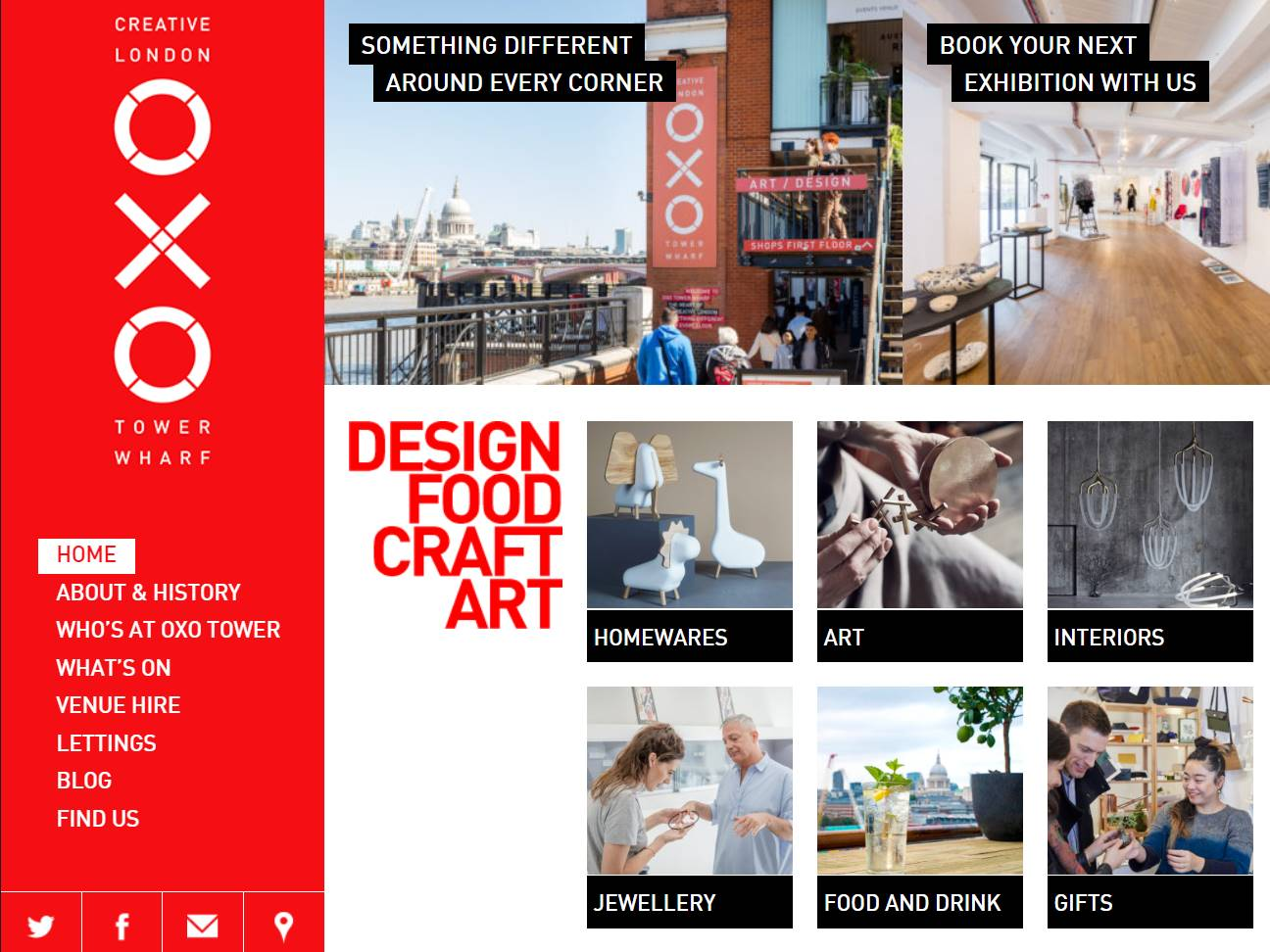 Screenshot of the The Oxo Tower website