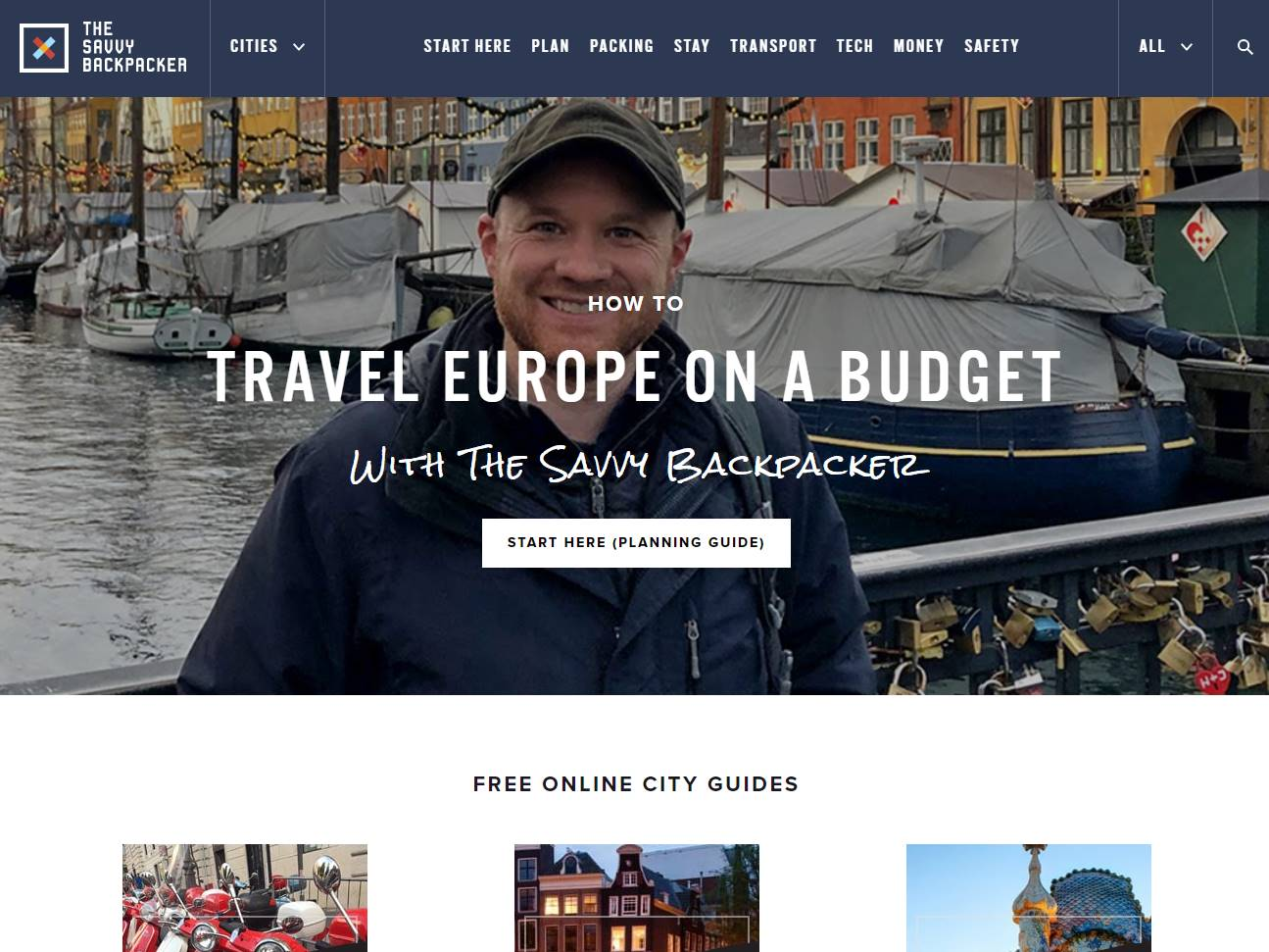 Screenshot of the The Savvy Backpacker website