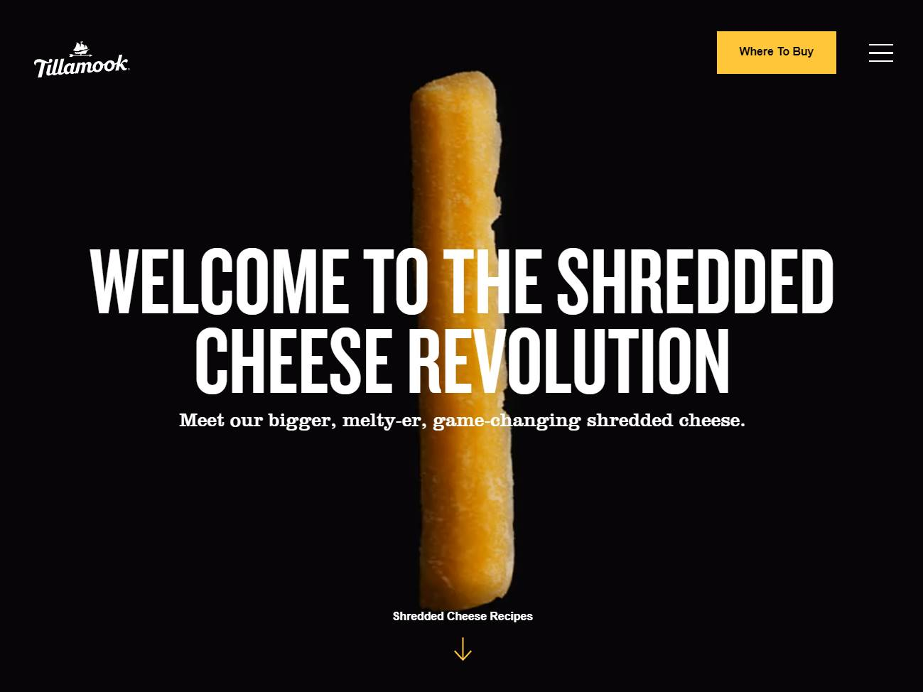 Screenshot of the The Shredded Cheese Revolution website