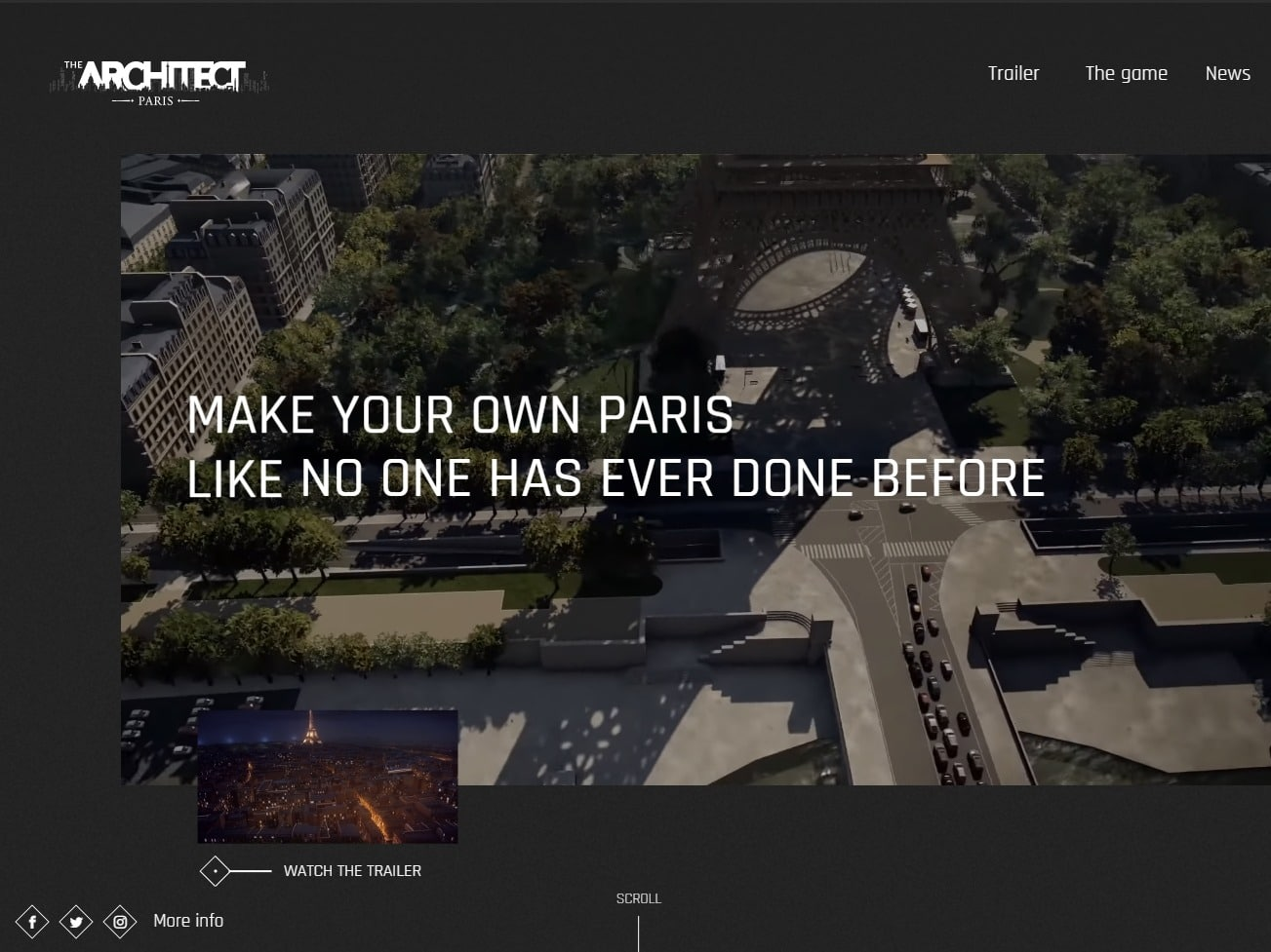 Screenshot of the #TheArchitectParis website
