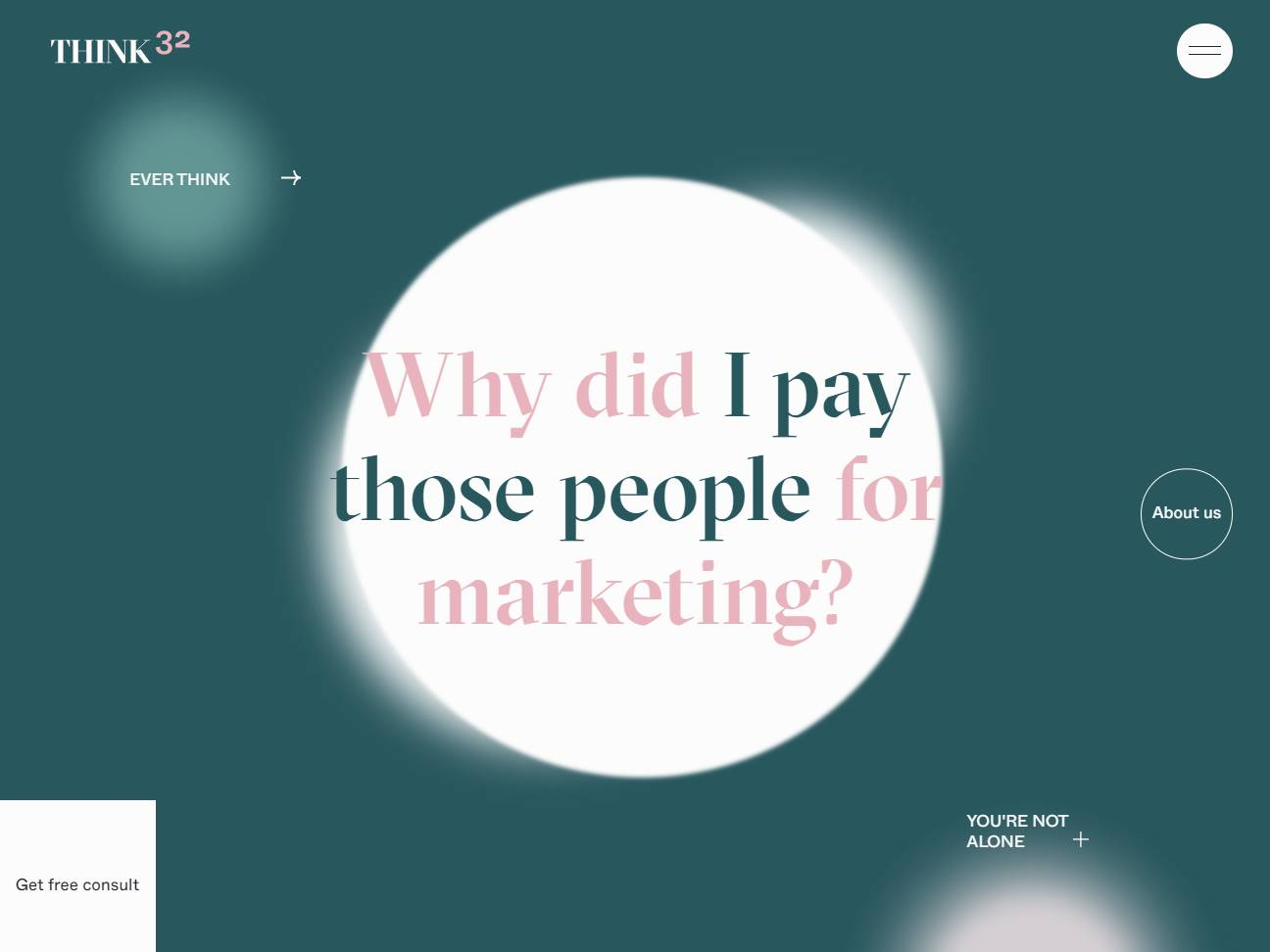 Screenshot of the Think32 website