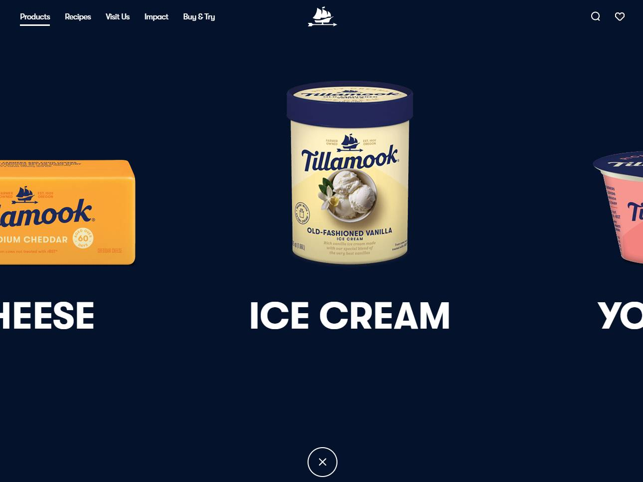 Screenshot of the Tillamook: A Naturally-Aged Story website