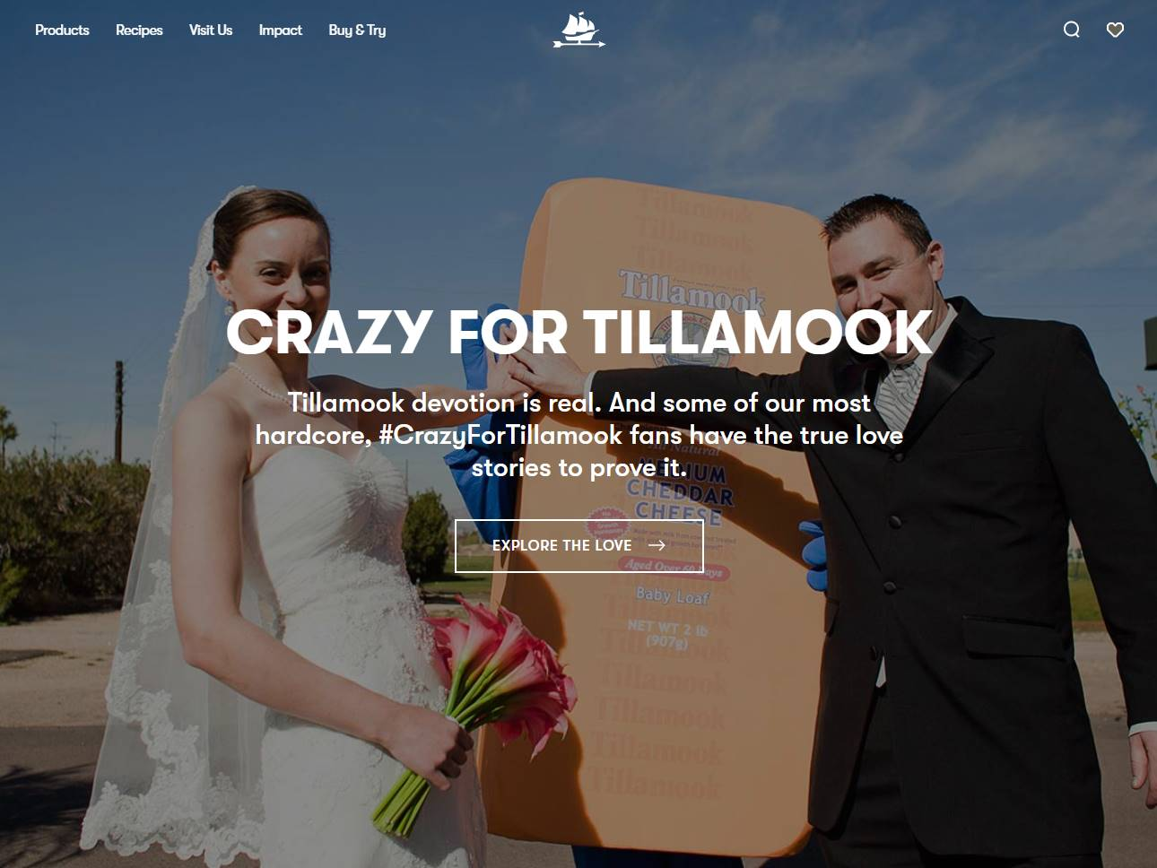 Screenshot of the Tillamook website