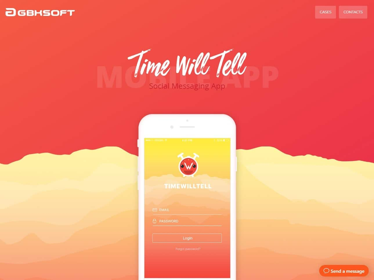 Screenshot of the Time Will Tell Messaging App website