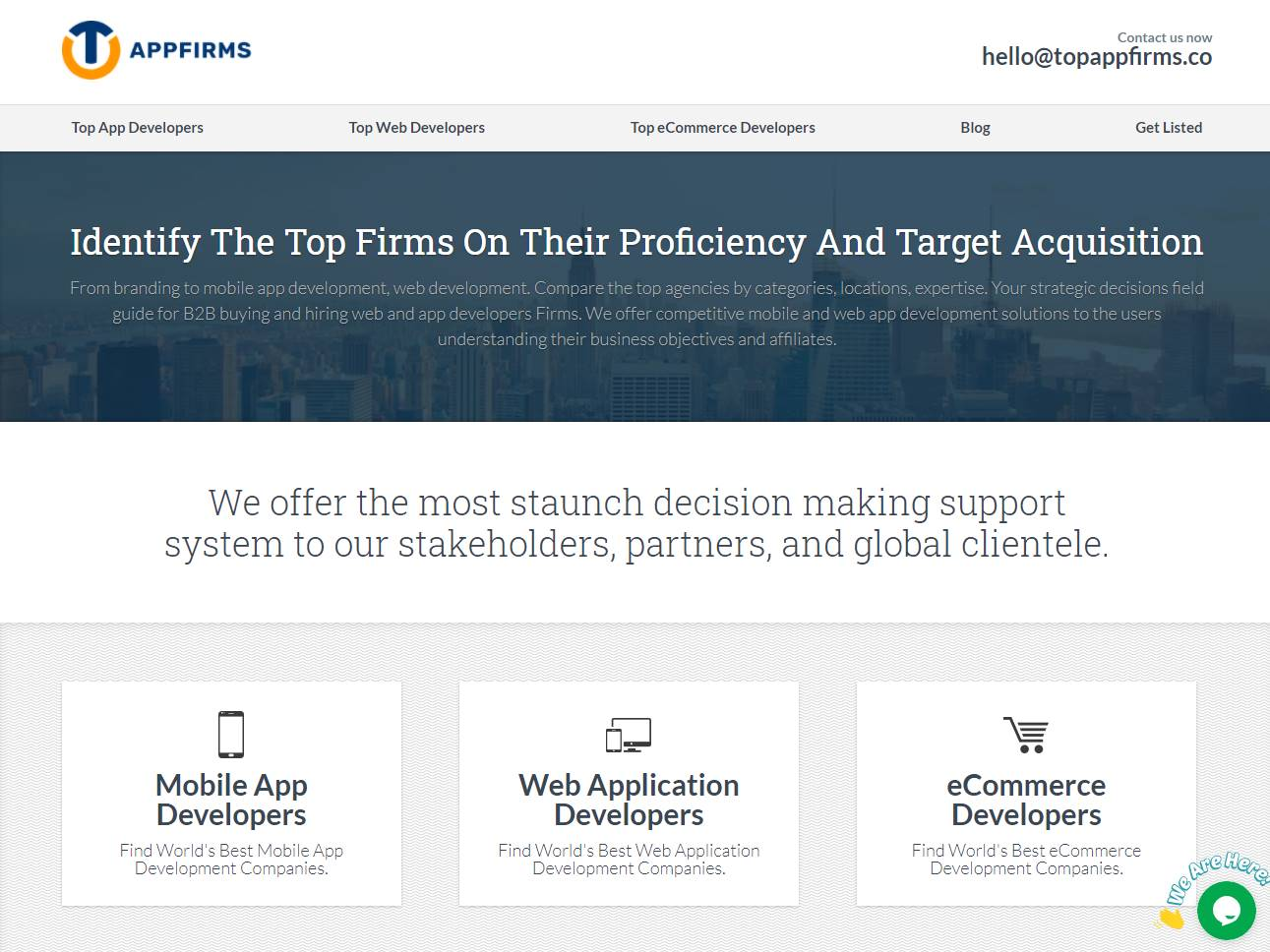 Screenshot of the Top App Firms website