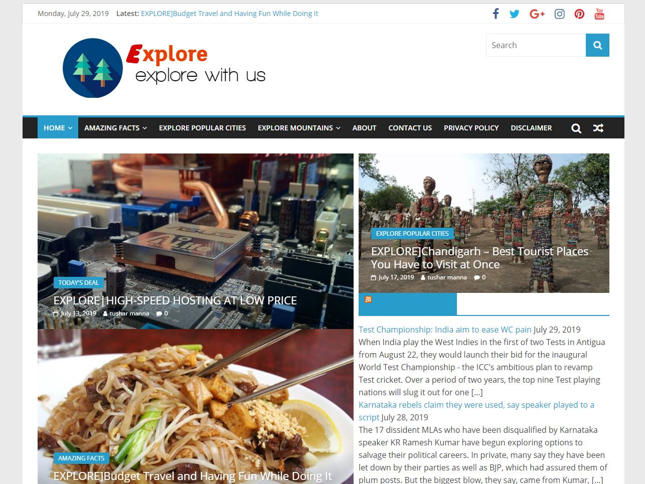 Screenshot of the Travelgems website