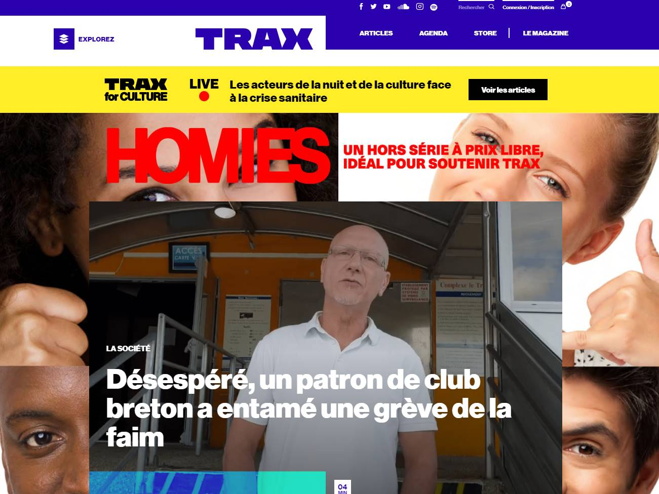 Screenshot of the Trax Magazine website