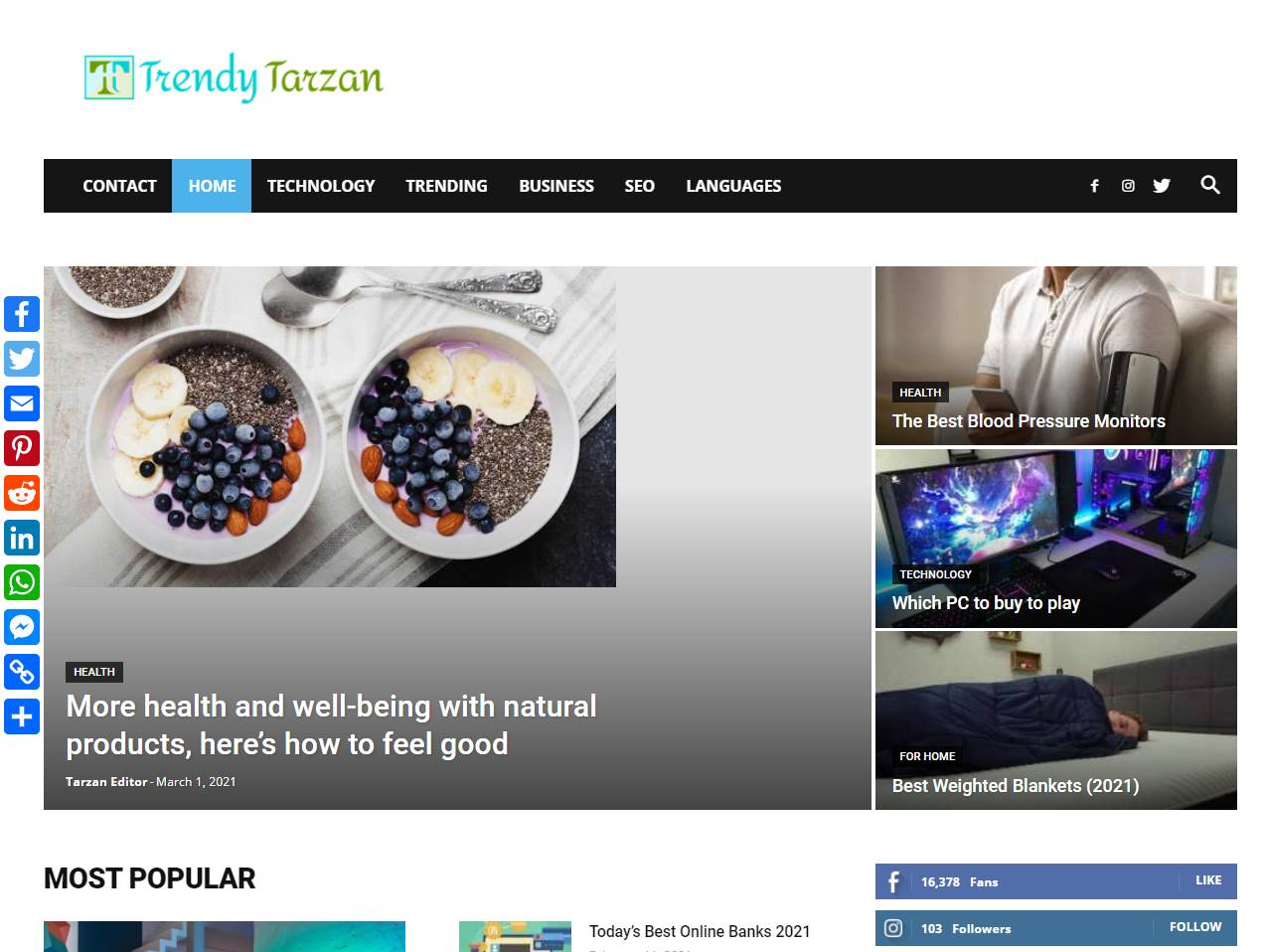 Screenshot of the TrendyTarzan website