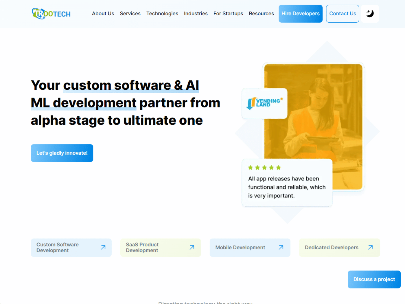 Screenshot of the TRooTech website