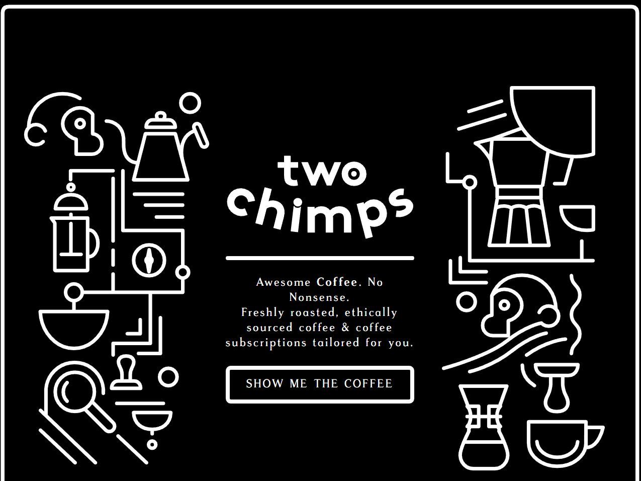 Screenshot of the Two Chimps Coffee website