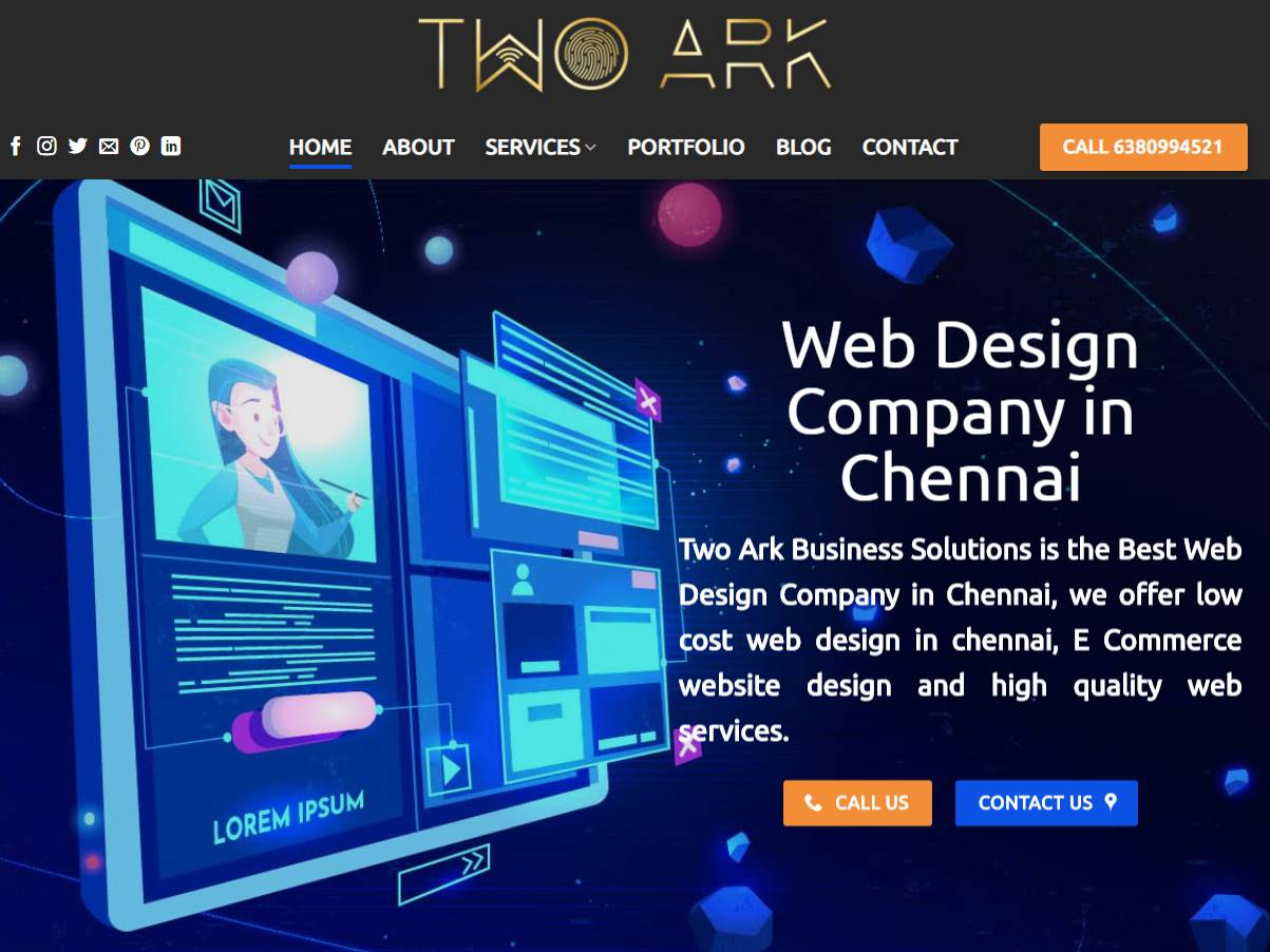 Screenshot of the Twoark website