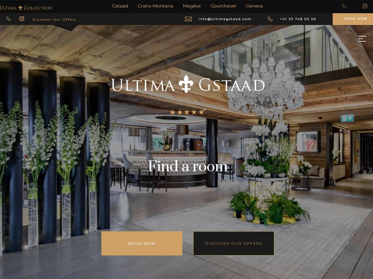 Screenshot of the Ultima Gstaad | 5 Star Hotel website