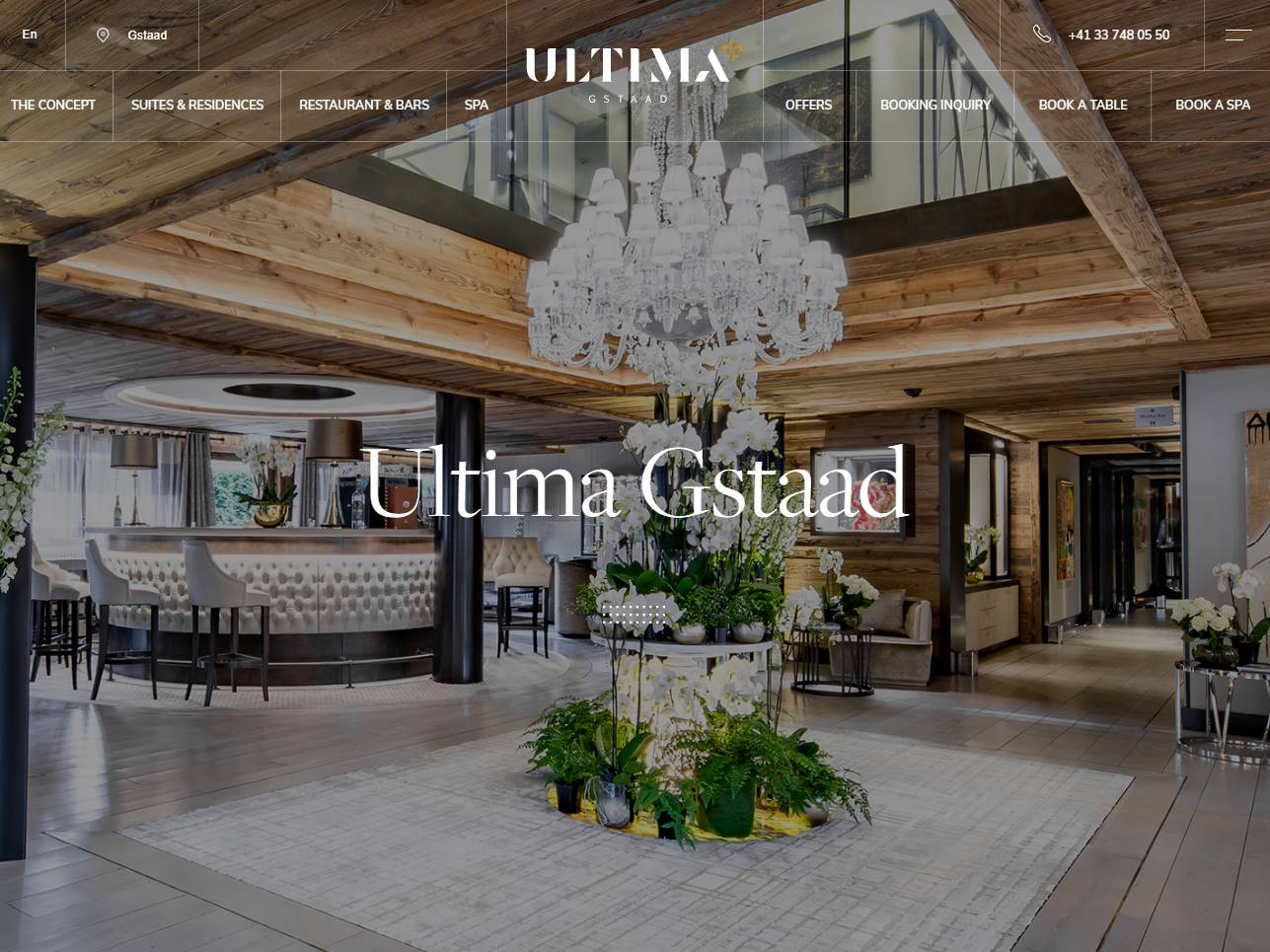 Screenshot of the Ultima Gstaad Switzerland website