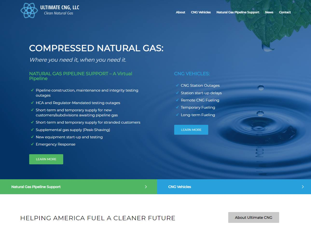 Screenshot of the Ultimate CNG LLC website