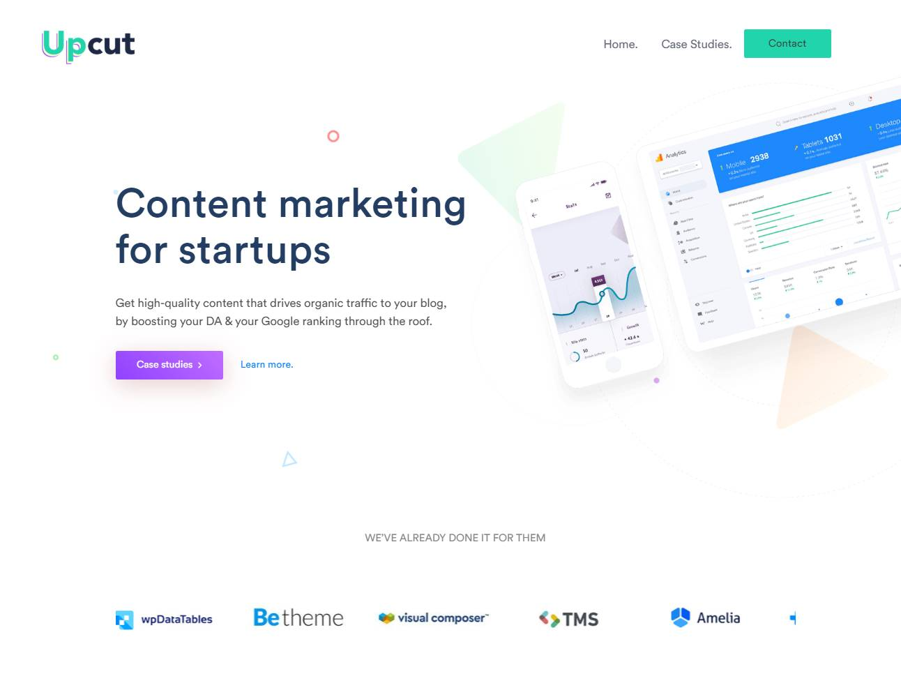 Screenshot of the Upcut Studio website