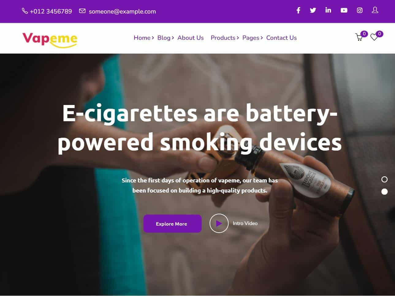 Screenshot of the Vapeme website