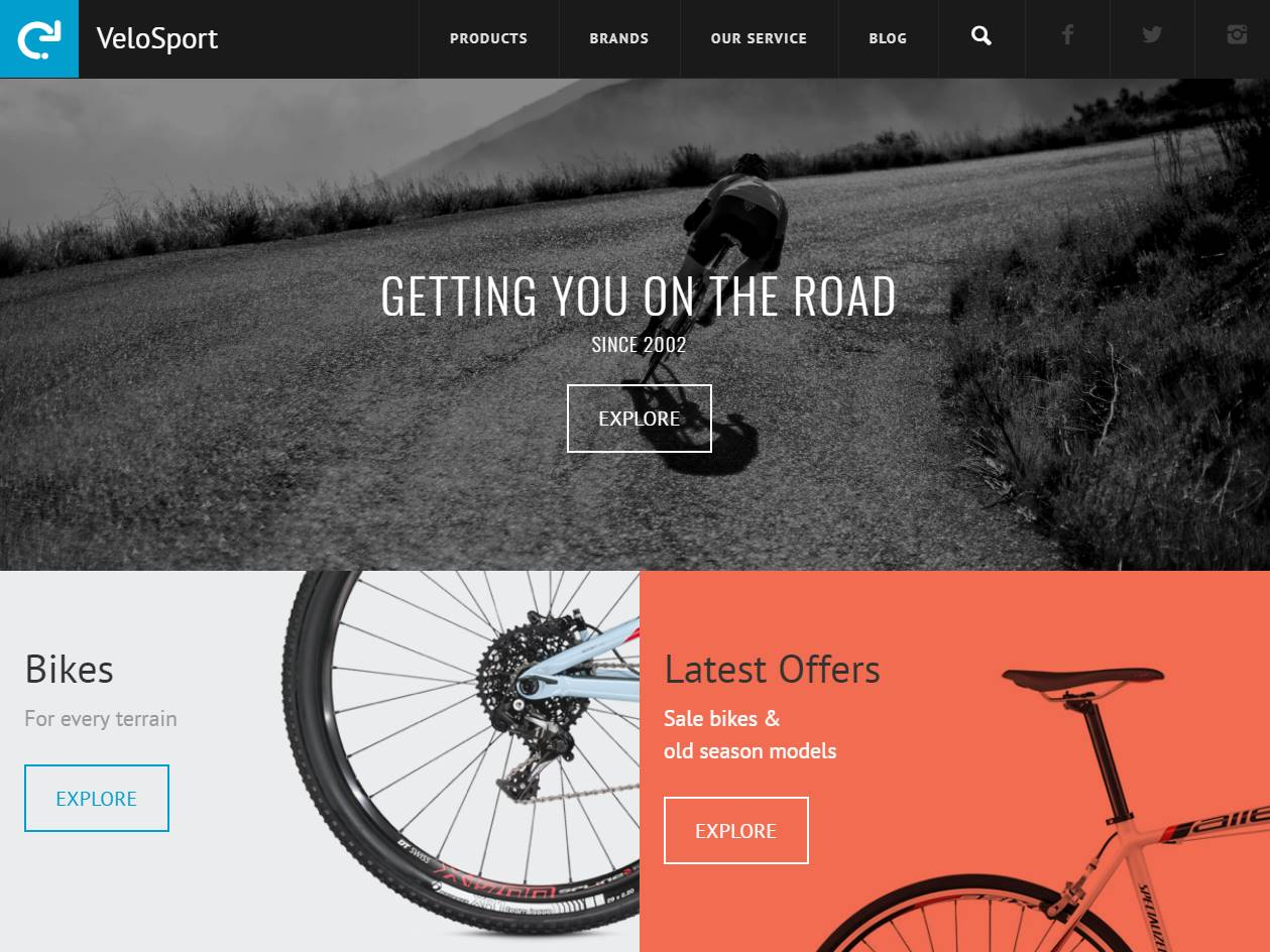Screenshot of the VeloSport website