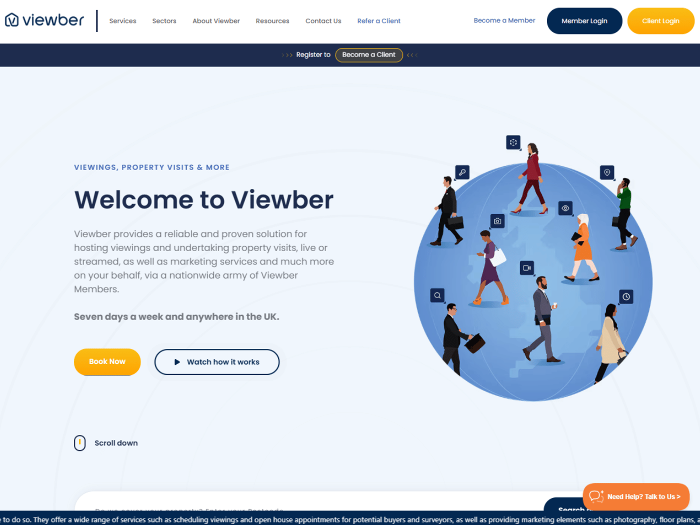 Screenshot of the Viewber website