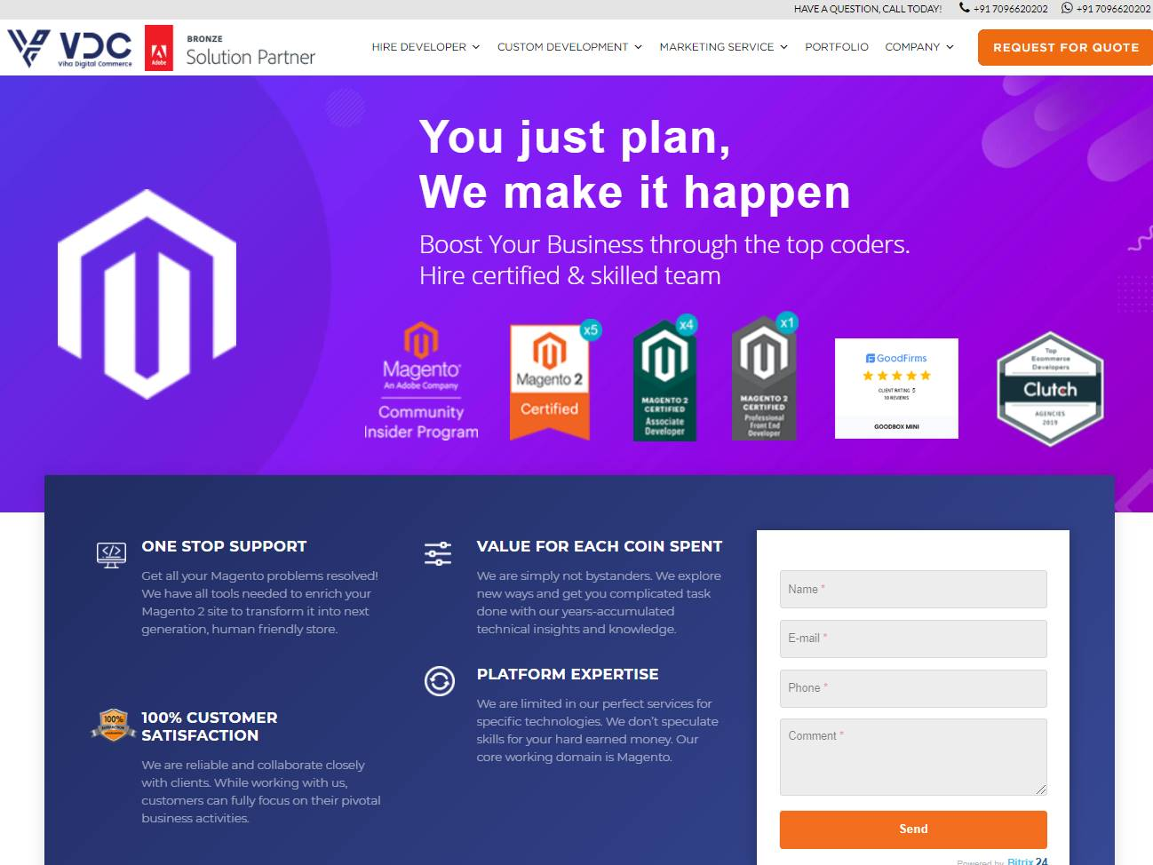 Screenshot of the Viha Digital Commerce website