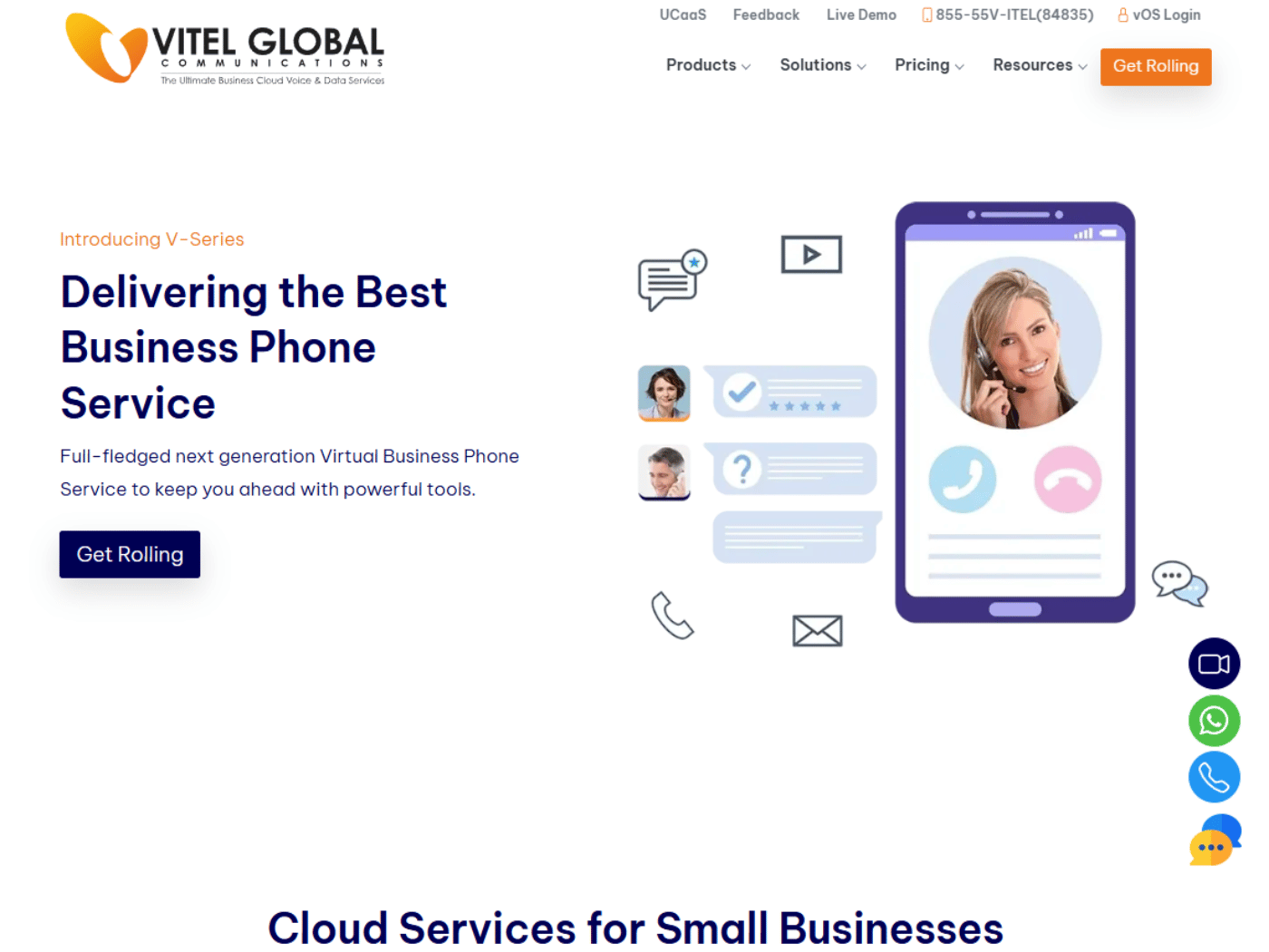 Screenshot of the Vitel Global website