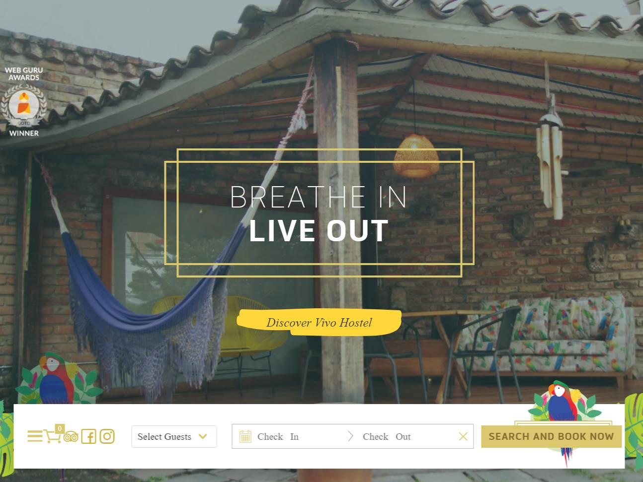 Screenshot of the Vivo Hostel website