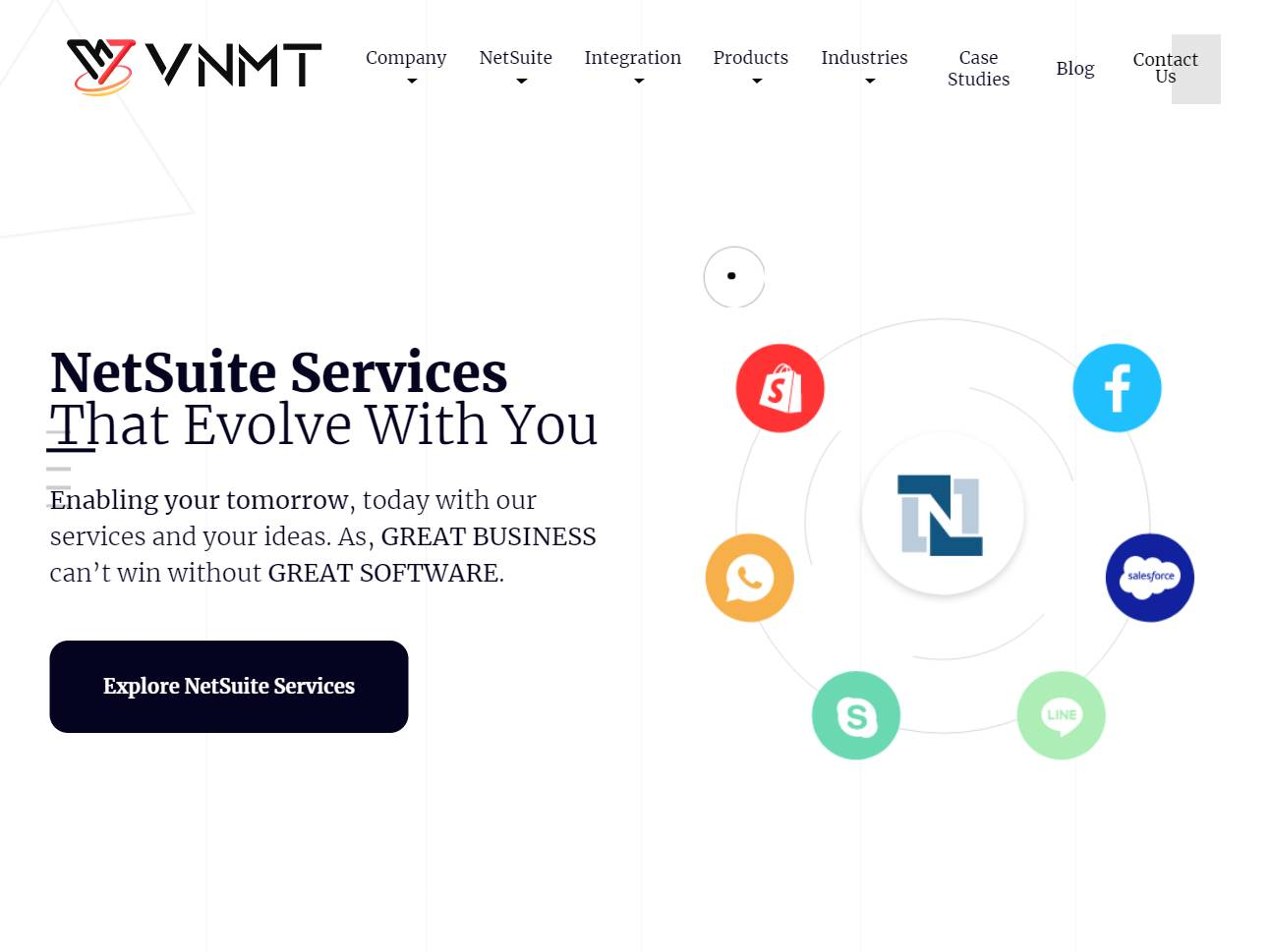 Screenshot of the VNMT Solutions website