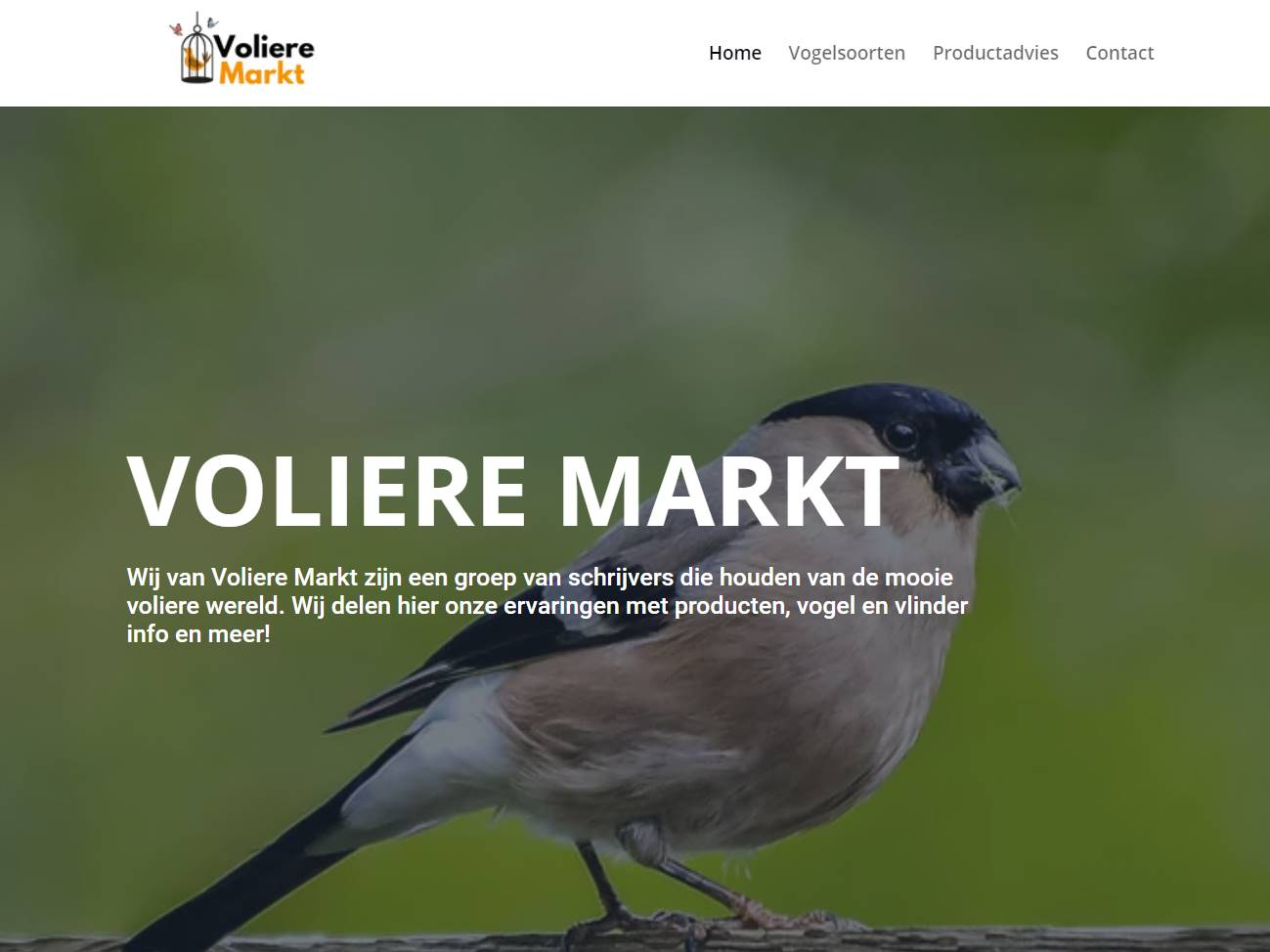 Screenshot of the Voliere markt website
