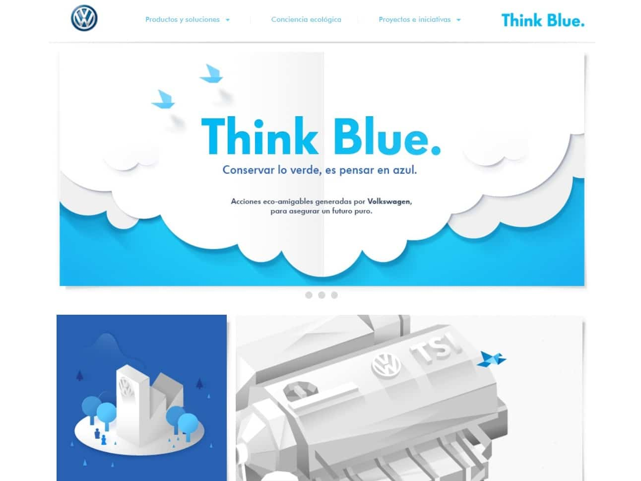 Screenshot of the Volkswagen Think Blue website