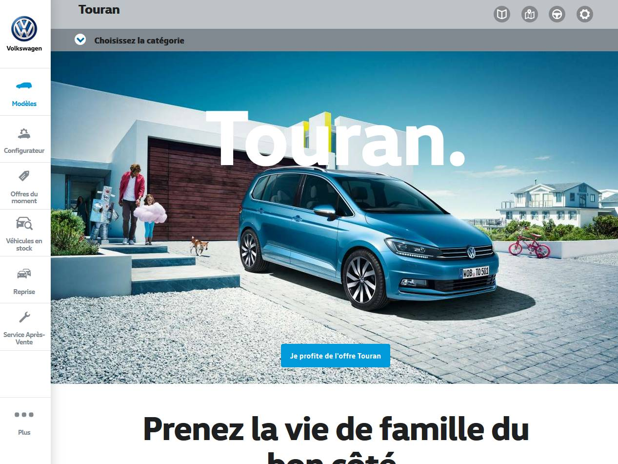 Screenshot of the Volkswagen Touran website