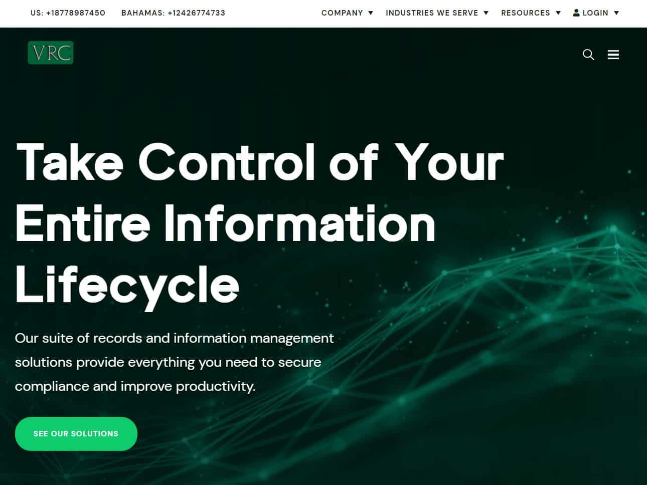 Screenshot of the VRC website
