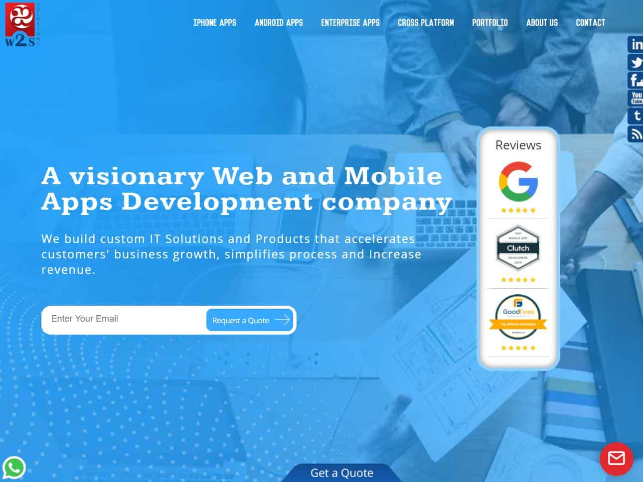 Screenshot of the W2S Solutions website