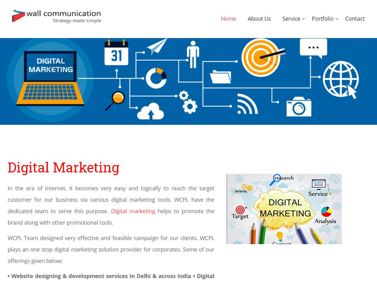 Screenshot of the Wall Communication Digital website