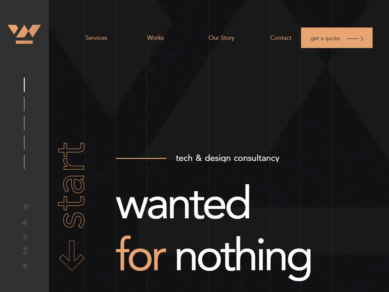 Screenshot of the Wanted for Nothing website
