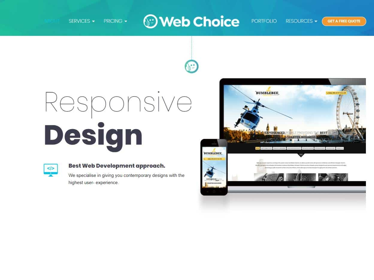 Screenshot of the Web Choice UK website