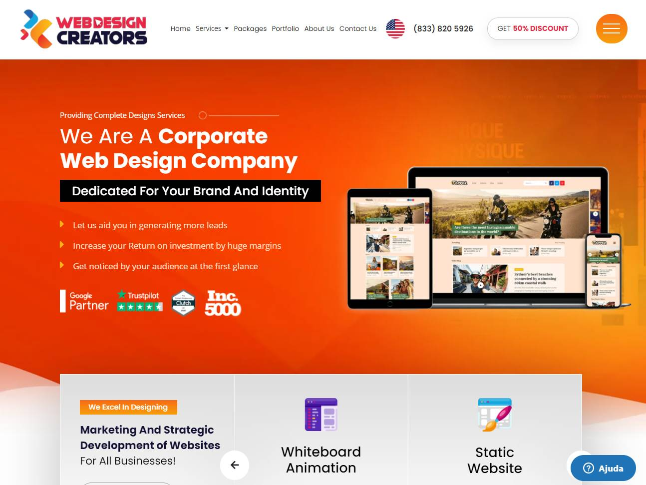 Screenshot of the Web Design Creators website