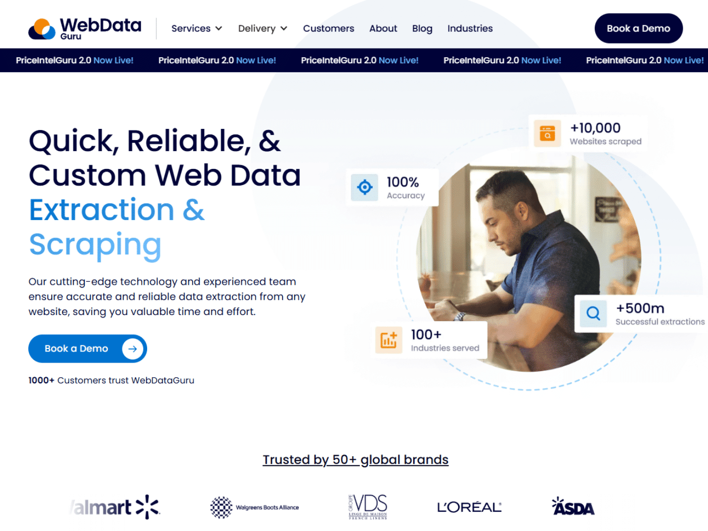 Screenshot of the WebDataGuru website