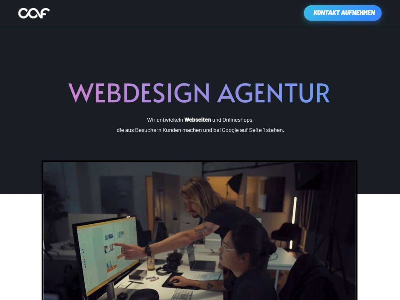 Screenshot of the Webdesign Agentur website